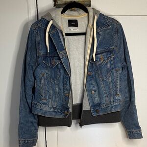 BDG Blue Denim Jacket with attached fleece inner lining and hood